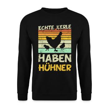 Hühner - Echte Kerle haben Hühner - Unisex Pullover - Schwarz - Vorne - Alina (178cm) & Michal (187cm)