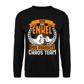 Opa Und Enkel Spruch Das Perfekte Chaos Team - Unisex Pullover - Schwarz - Vorne - Alina (178cm) & Michal (187cm)