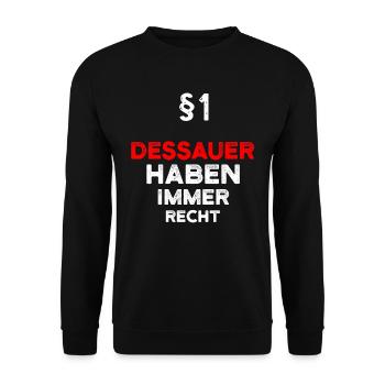 §1 Dessauer Haben Immer Recht Dessau - Unisex Pullover - Schwarz - Vorne - Alina (178cm) & Michal (187cm)
