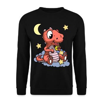 Guten Nacht Dino Kleinkinder Baby Kinder himmlisch - Unisex Pullover - Schwarz - Vorne - Alina (178cm) & Michal (187cm)
