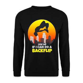 I Can Do Backflip Parkour Freerunning Traceurs Tra - Unisex Pullover - Schwarz - Vorne - Alina (178cm) & Michal (187cm)