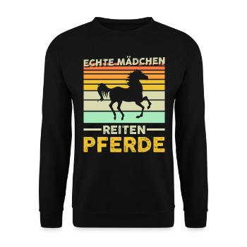 Reiterin Pferd Reiten Geschenk - Unisex Pullover - Schwarz - Vorne - Alina (178cm) & Michal (187cm)