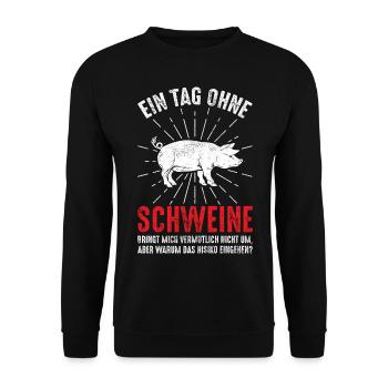 Schwein - Unisex Pullover - Schwarz - Vorne - Alina (178cm) & Michal (187cm)