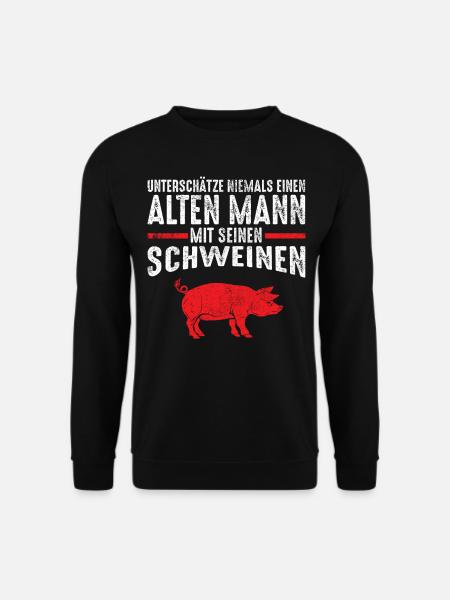 Alter Mann - Schweine | Vintage Retro Style - Unisex Pullover - Schwarz