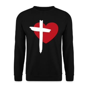 Cœur et croix - Sweat-shirt Unisexe - noir - Devant - Alina (178cm) & Michal (187cm)