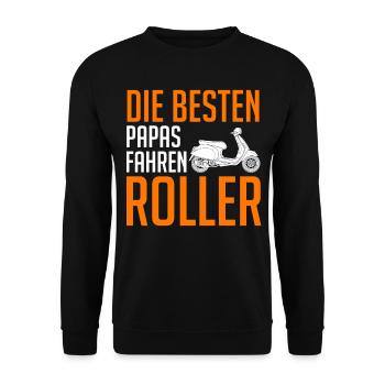 Scooter Papa Moped Vater Vatertag Roller Mopedfahr - Unisex Pullover - Schwarz - Vorne - Alina (178cm) & Michal (187cm)