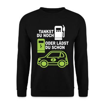Elektroauto E-Auto Elektro Auto E-Mobilität - Unisex Pullover - Schwarz - Vorne - Alina (178cm) & Michal (187cm)