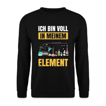 Chemie Tshirt Neutron Atom Molekül Lehrer Alchemie - Unisex Pullover - Schwarz - Vorne - Alina (178cm) & Michal (187cm)