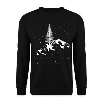 Berg Gebirge Schnee Schneefall Winter Xmas Gipfel - Unisex Pullover - Schwarz - Vorne - Alina (178cm) & Michal (187cm)