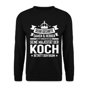 Koch Spruch Geburtstag Weihnachten Geschenk Idee - Unisex Pullover - Schwarz - Vorne - Alina (178cm) & Michal (187cm)
