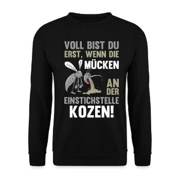 Voll bist du erst wenn die Mücken kotzen - Unisex Pullover - Schwarz - Vorne - Alina (178cm) & Michal (187cm)