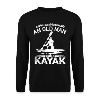 Canoë - Ne sous-estimez jamais un vieil homme avec un kayak - Sweat-shirt Unisexe - noir - Devant - Alina (178cm) & Michal (187cm)