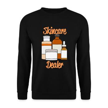 Skincare Dealer Dermatologist Geschenk - Unisex Pullover - Schwarz - Vorne - Alina (178cm) & Michal (187cm)