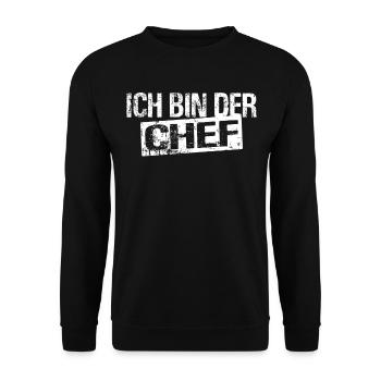 Ich bin der Chef - Selbstständiger Heimwerker - Unisex Pullover - Schwarz - Vorne - Alina (178cm) & Michal (187cm)