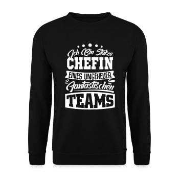 Stolze Chefin Chef Frau Abteilungsleiter Teamchef - Unisex Pullover - Schwarz - Vorne - Alina (178cm) & Michal (187cm)
