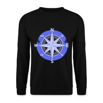 Kompass Windrose Richtung Outdoor Maritim Nautik - Unisex Pullover - Schwarz - Vorne - Alina (178cm) & Michal (187cm)