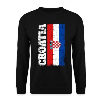 Drapeau de la Croatie Drapeau Sport Hrvatska Fan - Sweat-shirt Unisexe - noir - Devant - Alina (178cm) & Michal (187cm)