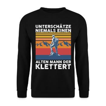 Lustiges Klettern Kletterer Männer Spruch - Unisex Pullover - Schwarz - Vorne - Alina (178cm) & Michal (187cm)