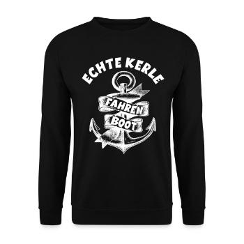 Segelboot Motorboot Sport Boot Skipper Kapitän - Unisex Pullover - Schwarz - Vorne - Alina (178cm) & Michal (187cm)