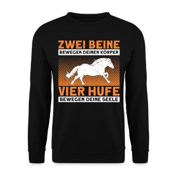 Reiten Reiter Haflinger Geschenk - Unisex Pullover - Schwarz - Vorne - Alina (178cm) & Michal (187cm)
