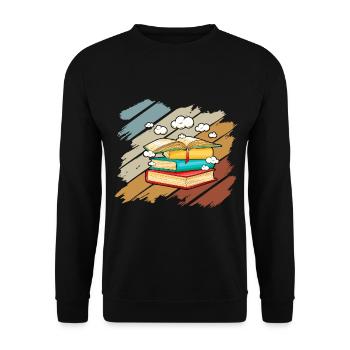 Buch Lesen Literatur Geschenk Bücher Bücherei - Unisex Pullover - Schwarz - Vorne - Alina (178cm) & Michal (187cm)