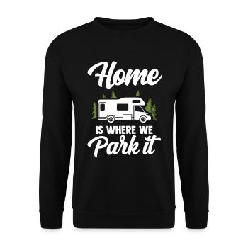 Camping Tshirt Caravan Camping Campfire Caravan - Unisex Sweatshirt - black - Front - Alina (178cm) & Michal (187cm)