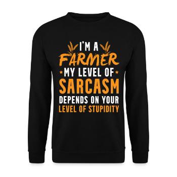 Lustiger Bauern Spruch - Unisex Pullover - Schwarz - Vorne - Alina (178cm) & Michal (187cm)