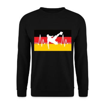 Football Germany Heartbeat - Unisex Sweatshirt - black - Front - Alina (178cm) & Michal (187cm)