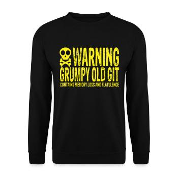 Warning Grumpy Old Git - Unisex Pullover - Schwarz - Vorne - Alina (178cm) & Michal (187cm)