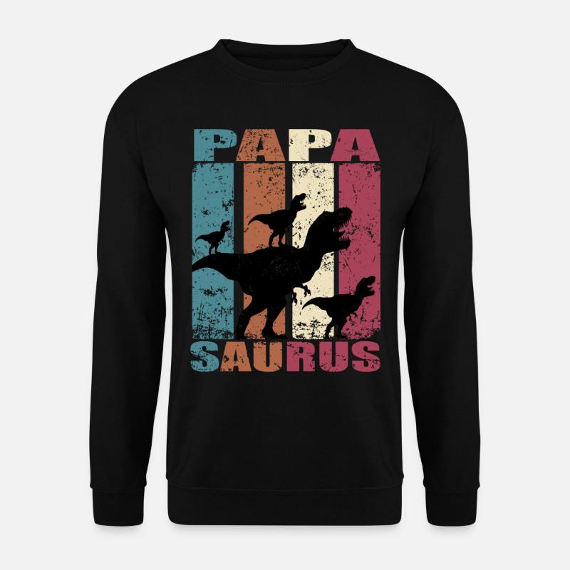 Papa Saurus Dinosaurier Dino Zwillinge Papasaurus - Unisex Pullover - Schwarz