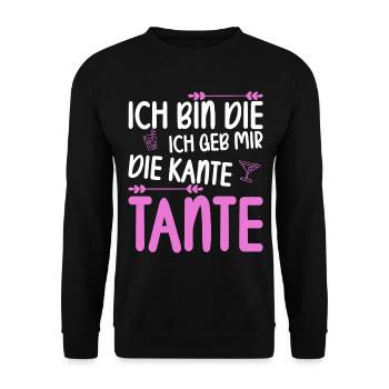 Ich bin die ich geb mir die Kante Tante - Unisex Pullover - Schwarz - Vorne - Alina (178cm) & Michal (187cm)