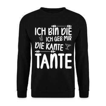 Ich bin die ich geb mir die Kante Tante - Unisex Pullover - Schwarz - Vorne - Alina (178cm) & Michal (187cm)