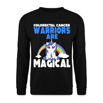 Colon Cancer Awareness Blue Ribbon Unicorn - Unisex Sweatshirt - black - Front - Alina (178cm) & Michal (187cm)