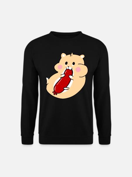 Hamster mit Salami - Unisex Pullover - Schwarz
