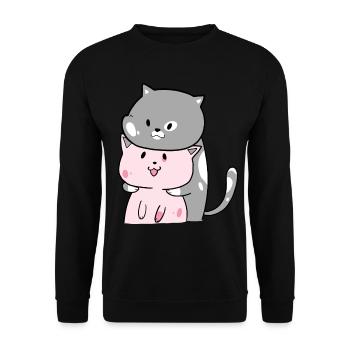 Befördert zur großen Schwester - Unisex Pullover - Schwarz - Vorne - Alina (178cm) & Michal (187cm)