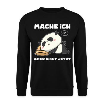 Panda Mache Ich Aber Nicht Jetzt Lustiges Pandabär - Unisex Pullover - Schwarz - Vorne - Alina (178cm) & Michal (187cm)