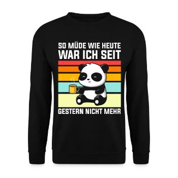 Panda Müde Faulenzer Faulenzen Pandabär Lustige Sp - Unisex Pullover - Schwarz - Vorne - Alina (178cm) & Michal (187cm)