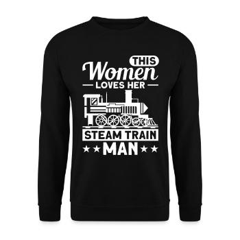 Locomotive train vapeur cadeau de locomotive - Sweat-shirt Unisexe - noir - Devant - Alina (178cm) & Michal (187cm)
