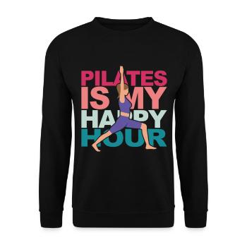 Pilates is my Happy Hour Yoga Fitness Meditation - Unisex Pullover - Schwarz - Vorne - Alina (178cm) & Michal (187cm)