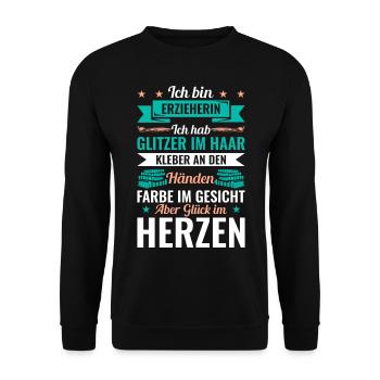 Erzieherin Lustige Erzieherin Spruch Geschenkidee - Unisex Pullover - Schwarz - Vorne - Alina (178cm) & Michal (187cm)