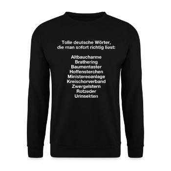 Deutsch Deutschlehrer Sprache Geburtstag Geschenk - Unisex Pullover - Schwarz - Vorne - Alina (178cm) & Michal (187cm)