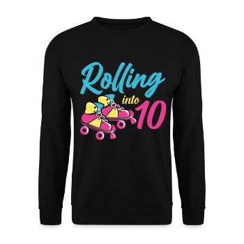 Roller Skates Into 10 Years Let's Roll I'm 10 Roll - Unisex Pullover - Schwarz - Vorne - Alina (178cm) & Michal (187cm)