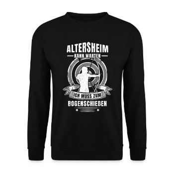 Bogenschießen Geschenk Zielscheibe Langbogen Pfeil - Unisex Pullover - Schwarz - Vorne - Alina (178cm) & Michal (187cm)