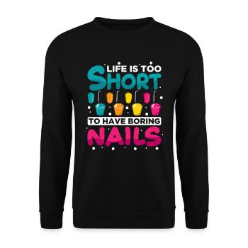 Nageldesigner Nageldesignerin Kosmetik Nagelstudio - Unisex Pullover - Schwarz - Vorne - Alina (178cm) & Michal (187cm)