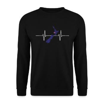 Neuseeland mit Herzschlag EKG Vintage Flagge - Unisex Pullover - Schwarz - Vorne - Alina (178cm) & Michal (187cm)