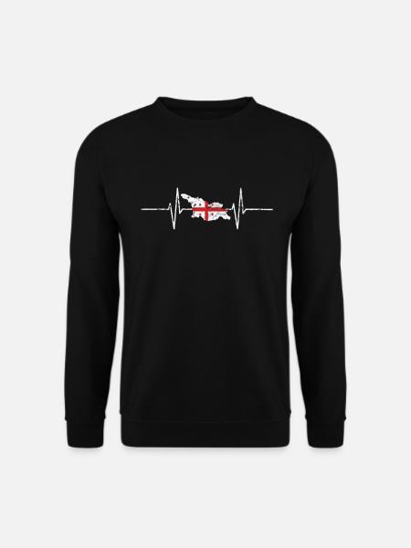 Géorgie avec battement de coeur ECG vintage drapeau - Sweat-shirt Unisexe - noir