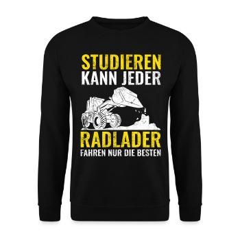 Radlader | Bauarbeiter Geschenke - Unisex Pullover - Schwarz - Vorne - Alina (178cm) & Michal (187cm)