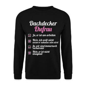 Dachdecker Tshirt Zunft Dachspengler Handwerk Dach - Unisex Pullover - Schwarz - Vorne - Alina (178cm) & Michal (187cm)
