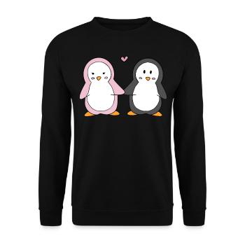 Pinguin - Unisex Pullover - Schwarz - Vorne - Alina (178cm) & Michal (187cm)