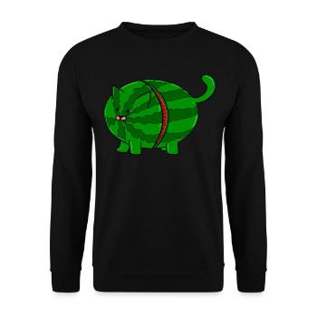 Pastèque Kater - Chat Melon - Fruits - Sweat-shirt Unisexe - noir - Devant - Alina (178cm) & Michal (187cm)